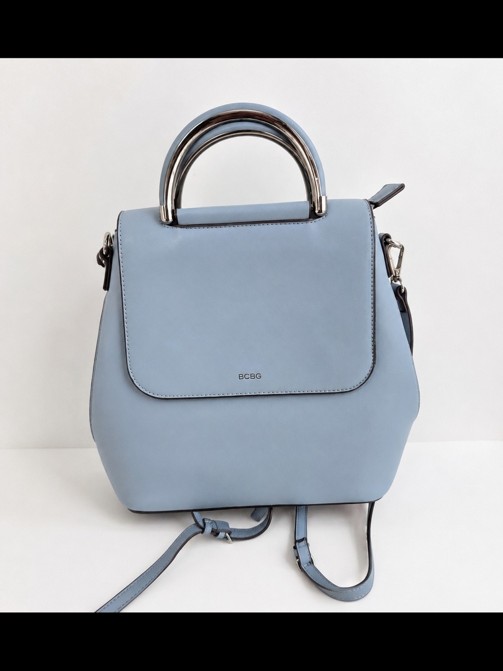 BCBG Light Blue Structured Top-Handle Crossbody Bag